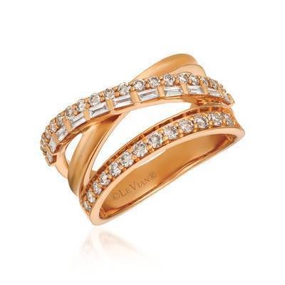 LeVian 14K Strawberry Gold® Ring with 5/8cttw Nude Diamonds and  1/5 cttw Vanilla Diamonds®