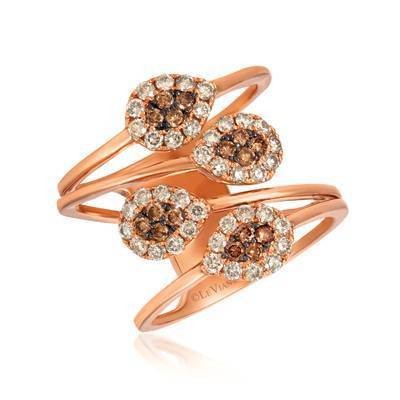 LeVian 14K Strawberry Gold® Ring with 1/3 cttw Chocolate Diamonds® and 3/4cttw Nude Diamonds