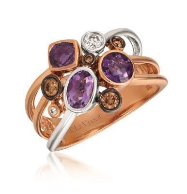 LeVian Grape Amethyst Ring with Chocolate and Vanilla Diamonds