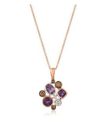 LeVian Grape Amethyst Pendant with Chocolate and Vanilla Diamonds