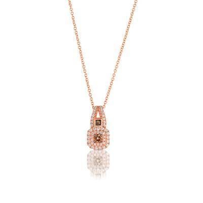 LeVian 14K Strawberry Gold® Pendant with Chocolate Diamonds® 1/8 cttw and Vanilla Diamonds® 1/4 cttw