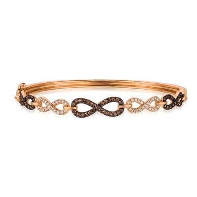 LeVian 14K Strawberry Gold® Bangle with Vanilla Diamonds® 1/4 cttw and Chocolate Diamonds® 1/2 cttw