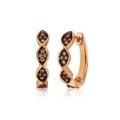 LeVian 14K Strawberry Gold® Earrings with Chocolate Diamonds® 1/4 cttw