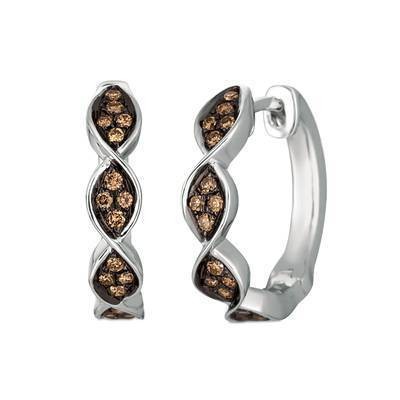 LeVian 14K Vanilla Gold® Earrings with Chocolate Diamonds® 1/4 cttw