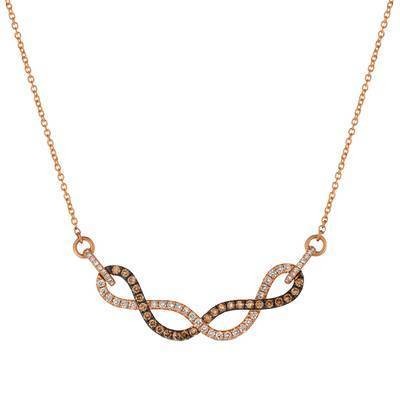 LeVian 14K Strawberry Gold® Necklace with Chocolate Diamonds® 1/5 cttw, Vanilla Diamonds® 1/5 cttw
