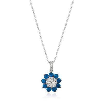 LeVian 14K Vanilla Gold® Blueberry Sapphire 7/8 cttw Pendant with Vanilla Diamonds® 1/4 cttw