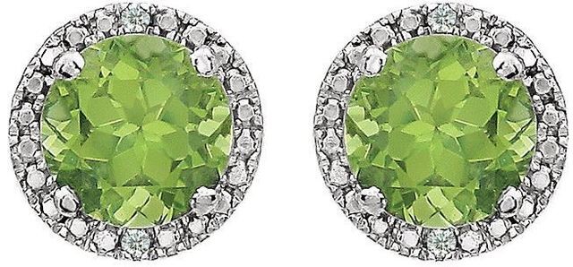 Sterling Silver Peridot & .01 CTW Diamond Earrings