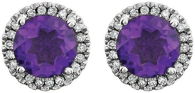 14kt White Gold Amethyst & 1/8 CTW Diamond Earrings