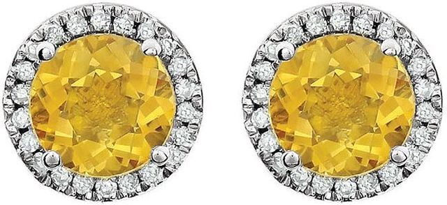 14kt White Gold Citrine & 1/8 CTW Diamond Earrings