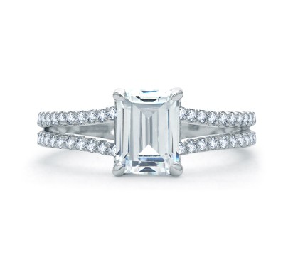 A. Jaffe Delicate Emerald Cut Quilted Engagement Ring