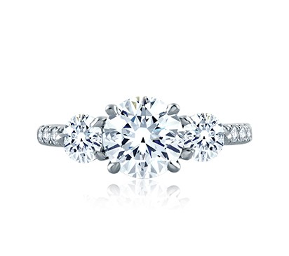 A. Jaffe Three Stone Round Engagement Ring