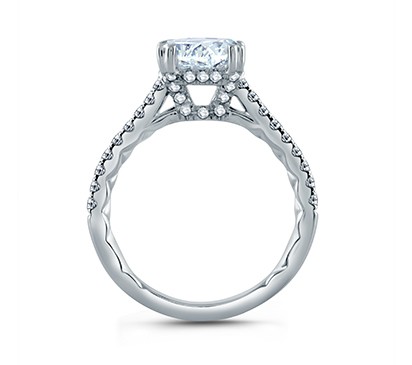 A. Jaffe East/West Oval Cut Four Prong Engagement Ring