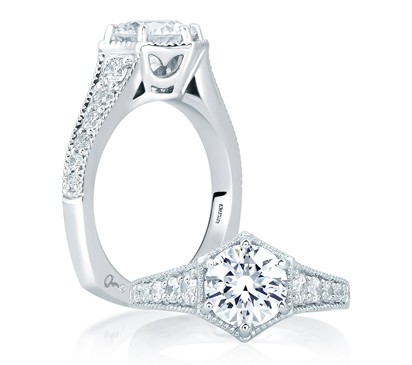 A. Jaffe Deco Pentilinear Pave Engagement Ring