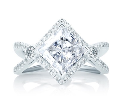 A. Jaffe Deco Double Shank Bubble Prong Engagement Ring