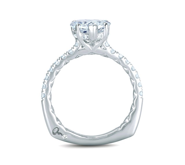 A. Jaffe An Ode To True Love. Charming French Pave Setting Quilted Engagement Ring