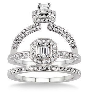 Beautiful Octagon Cut 5/8 Carat Diamond Bridal Set