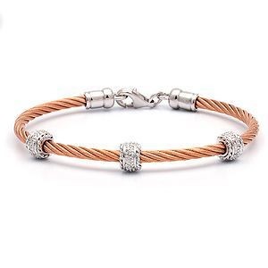 Beautiful Silver Diamond Bracelet in Rose Steel
