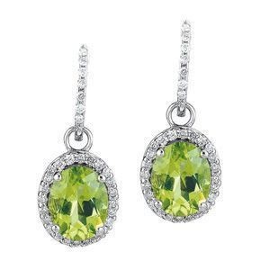 Oval Peridot and Diamond Earrings