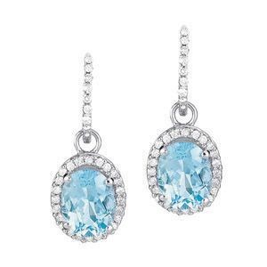 Oval Blue Topaz and Diamond Earrings