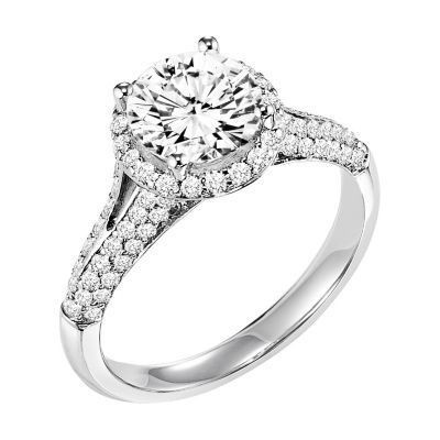 ArtCarved Double Diamond Row Engagement Ring
