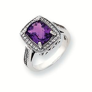 14k White Gold Amethyst Ring