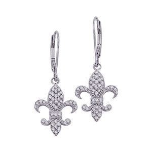 Diamond Fleur De Lis Fashion Earrings