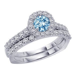 3/4 Carat Blue Diamond Bridal Set