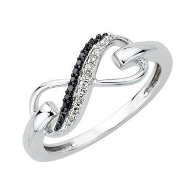 Black & White Sterling Silver Infinity Ring