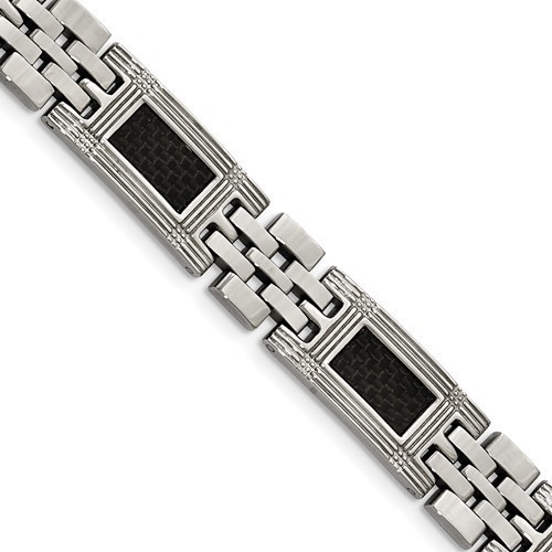 Stainless Steel Black Carbon Fiber Men's Bracelet