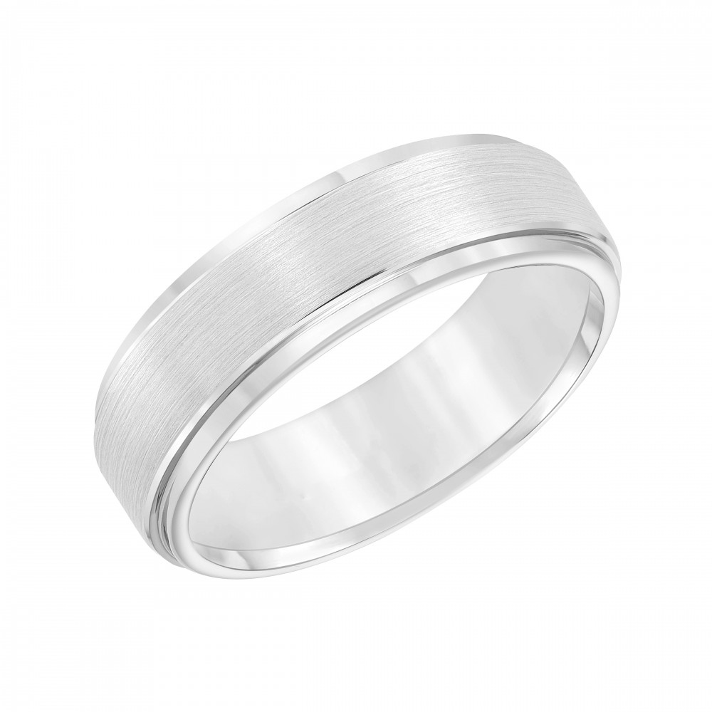 White Tungsten Carbide Brush Finish Flat Comfort Fit Band
