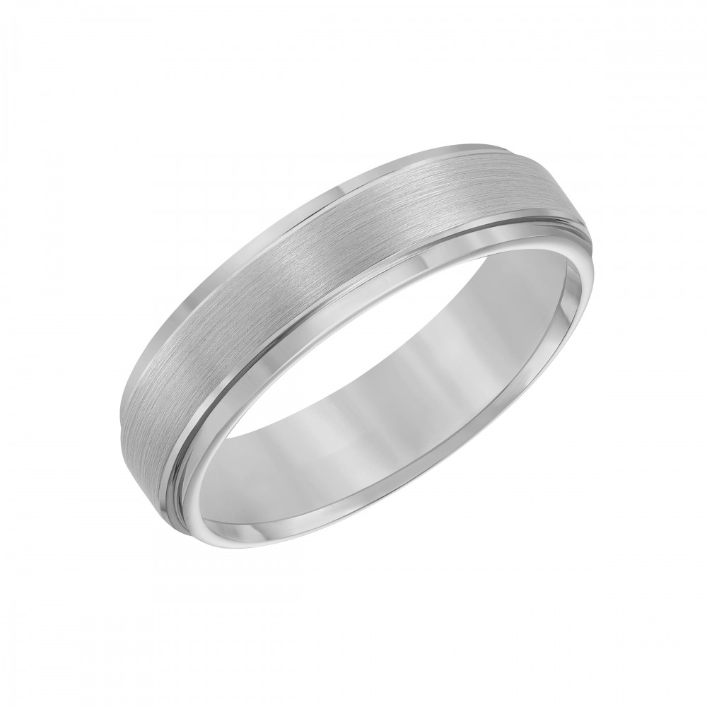 Gray Step Edge Satin Finish Center Classic Wedding Band