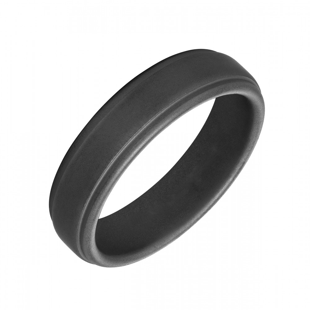 Black Tungsten Step Edge Band with Sandblast Finish