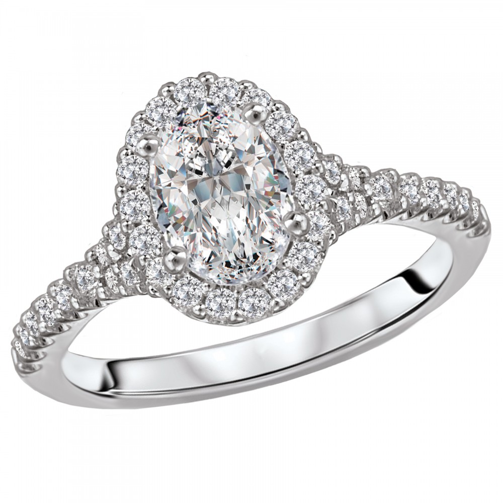 Oval Diamond Halo Engagement Ring
