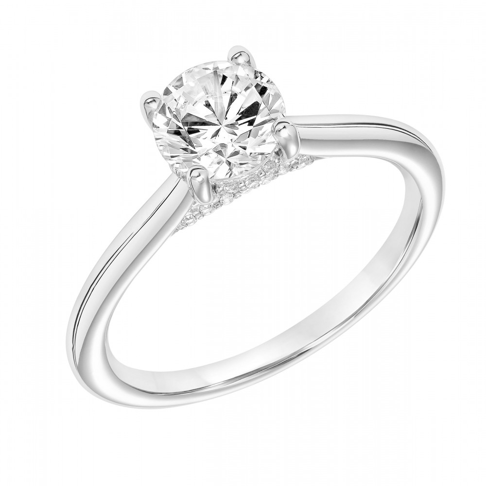 Round Diamond Engagement Ring with Diamond Undercarriage