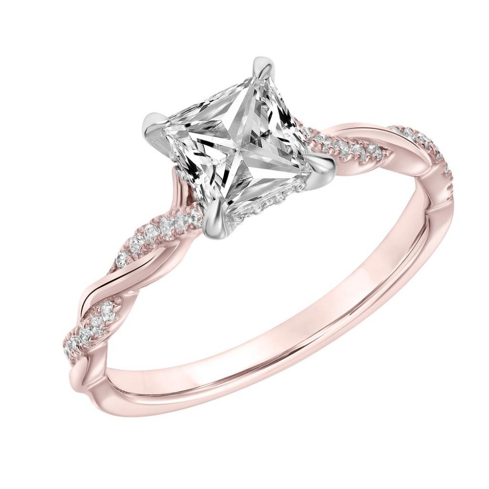 Contemporary Princess Cut Twist Diamond Engagement Ring