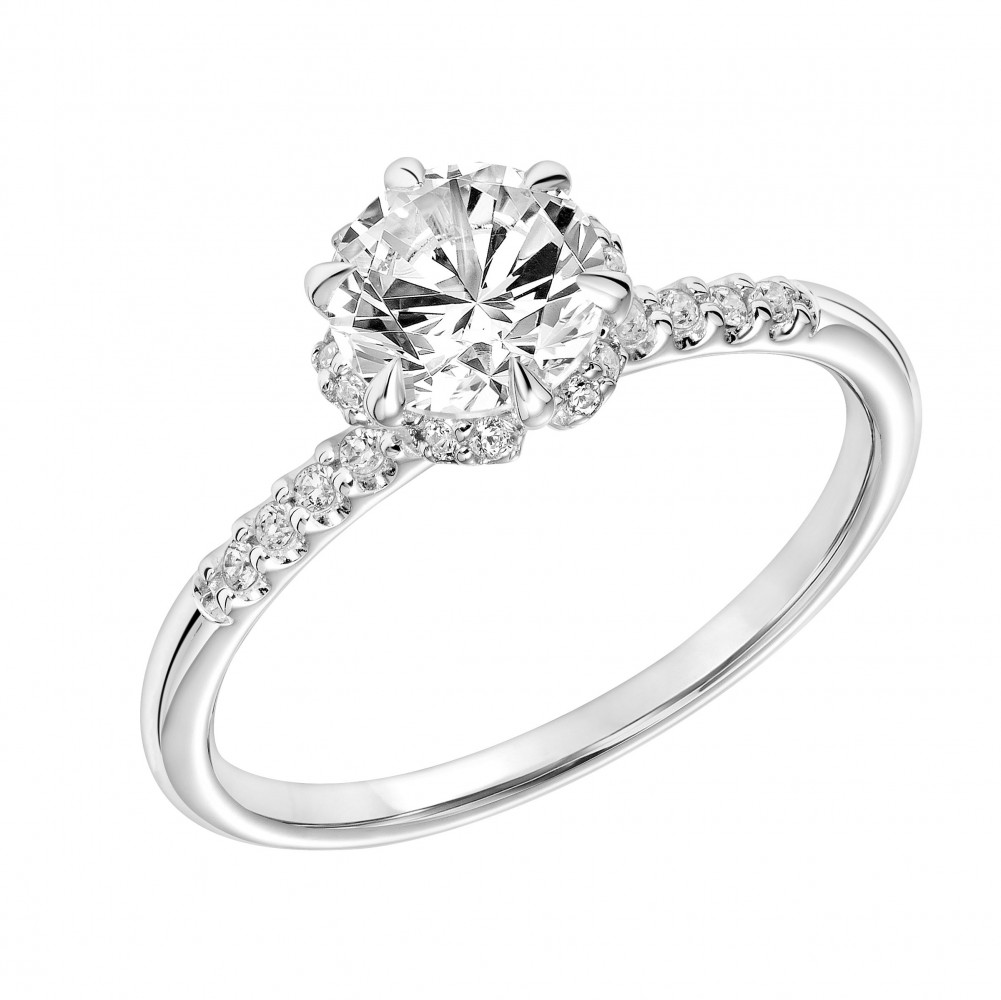 Round Diamond Engagement Ring with Hidden Diamond Halo