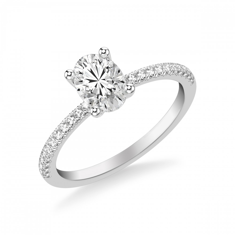Oval Diamond Engagement Ring with Diamond Band