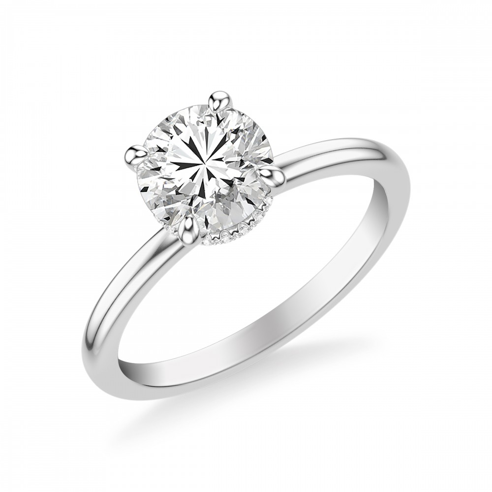 Sleek Diamond Engagement Ring with Hidden Halo