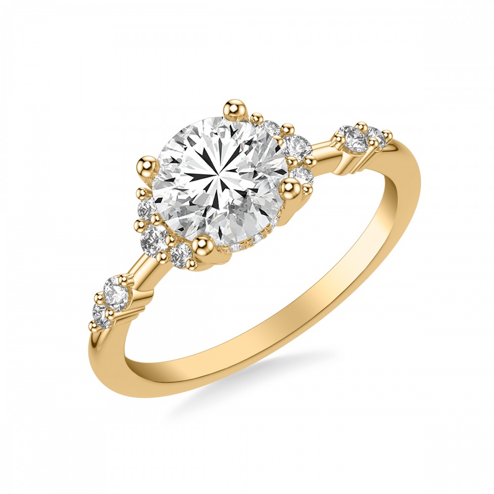 Exceptional Round Diamond Engagement Ring with Diamond Accents