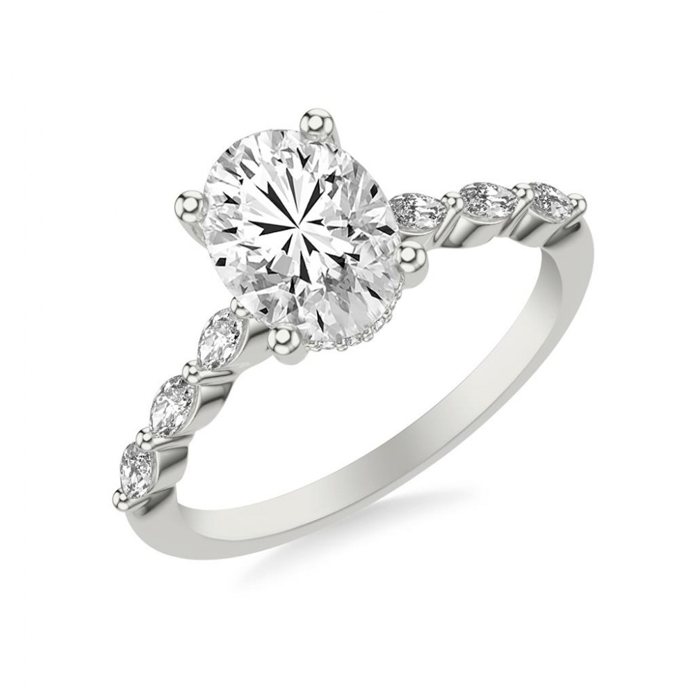 Diamond Engagement Ring with Marquise Shared Prong Sides