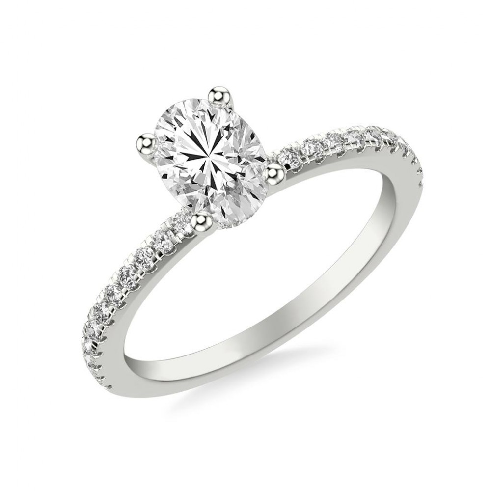 Timeless Oval Diamond Engagement Ring with Hidden Diamond Halo