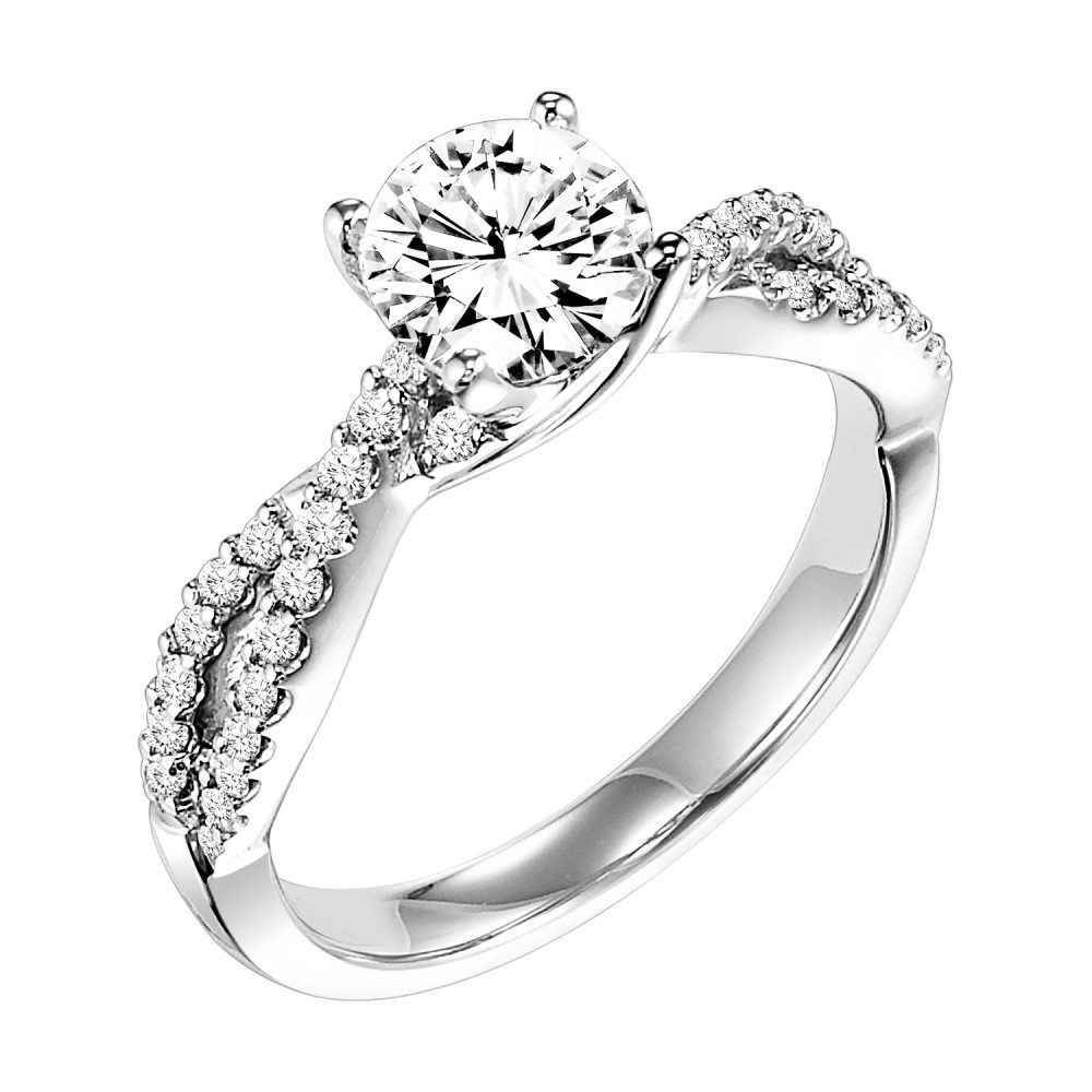 Diamond Engagement Ring with Entwined Diamond Sides