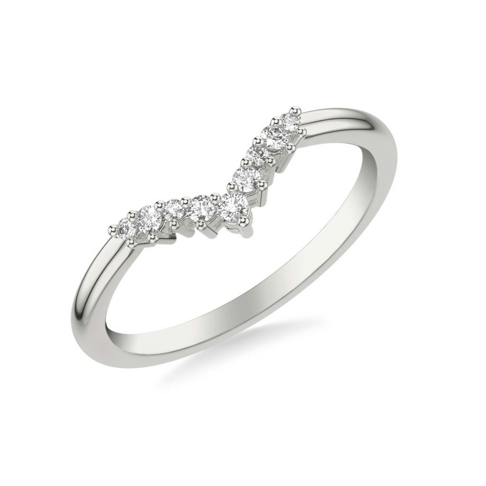 Classic Prong Set Diamond Chevron Band