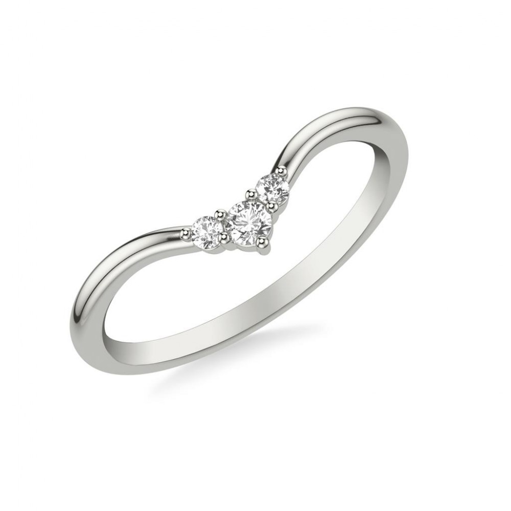 Chevron Band with 3 Stone Diamond Accent