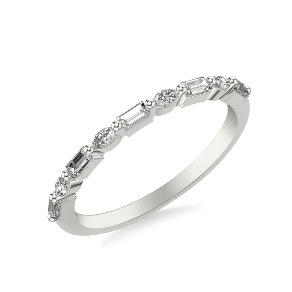 Delicate Stackable Baguette and Marquise Diamond Band