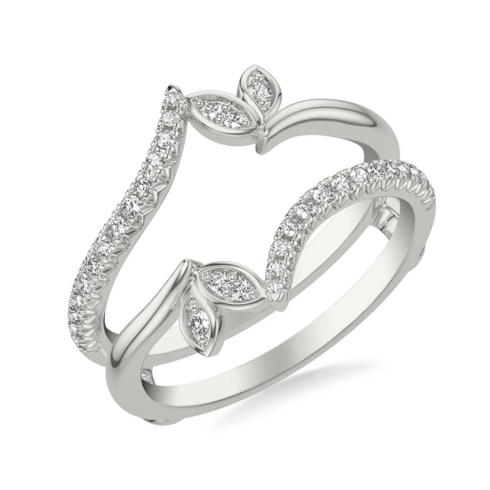 Floral Bypass Ring Enhancer with Petal Accents