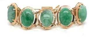 Estate 14KYG Jade Bracelet