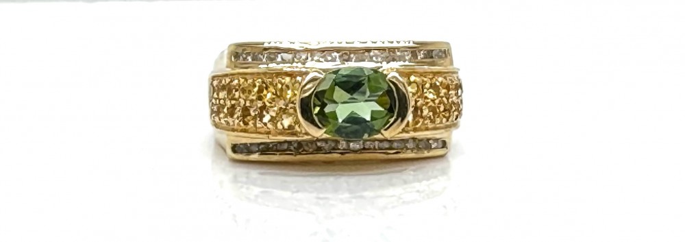 Estate 14KYG Tourmaline Diamond Ring
