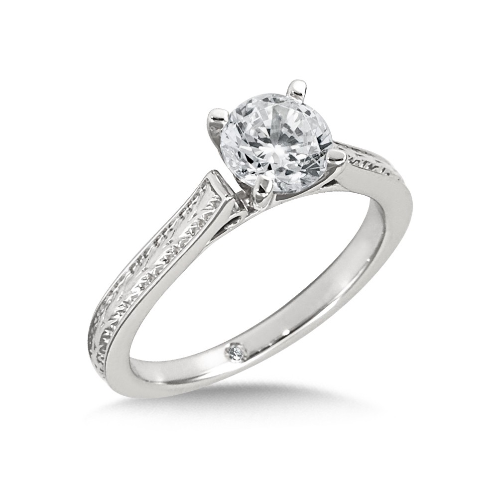 Carved Diamond Engagement Ring
