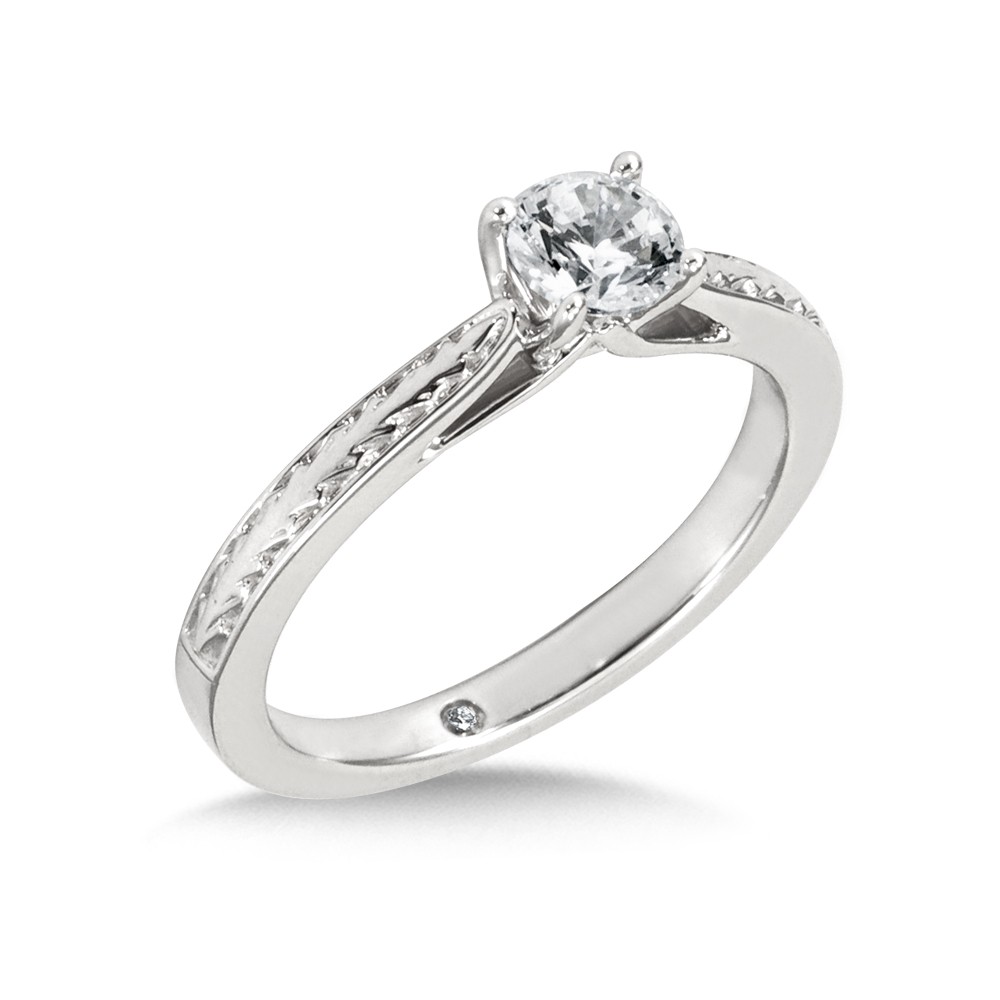 Delicate Carved Diamond Engagement Ring